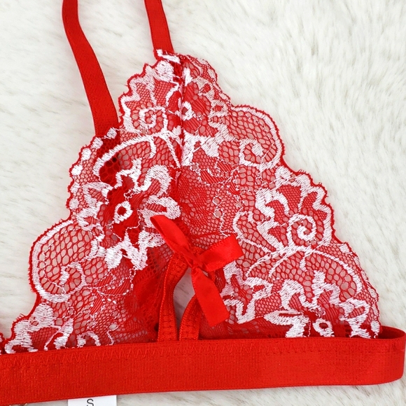 Red Sexy Erotic 2 Piece Lace Lingerie Set - Picture 11 of 12